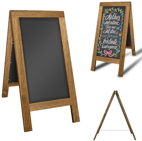 H76cm Double Sided Blackboard, Magnetic Pavement Board Advertising A Board Pavement Chalkboard Signs Sandwich Blackboard for Party/Wedding/Cafe Shop/Pub