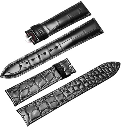VDFNGFD Doppelseitiges Uhrenarmband aus Alligatorleder, passend for Omega, IWC, Longines, Cartier, Jaeger-LeCoultre und Tissot(21Mm-black)