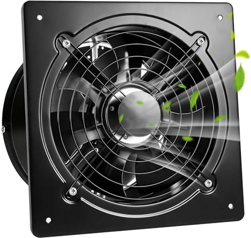 250 mm Extractor Fan 1750 m³/h, Bathroom Fan 250 mm with Return Flap, Smoke Flue Wall Fan, Exhaust Air, Protection Against Moisture, Improved Air Quality, Exhaust Air Kitchen 250 mm for Garage