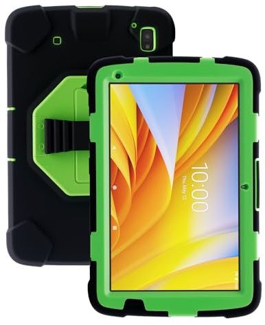 Schutzhülle für Zebra ET40 ET45 10 Zoll Tablet, Militärqualität, stoßfest, robust, mit Handschlaufe und Ständer, SG-ET4X-10EXOSKL1-01 kompatibel mit Zebra-Zubehör (Grün)