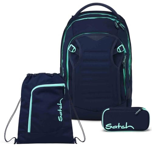 Satch Match Plus Schulrucksack Set 3tlg. inkl. Schlamperbox und Sportbeutel (Ocean Mint)