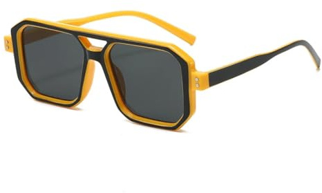 PYYLTTP Lunettes de soleil rétro à double pont, style punk, tendance, dégradé, UV400, pour femme