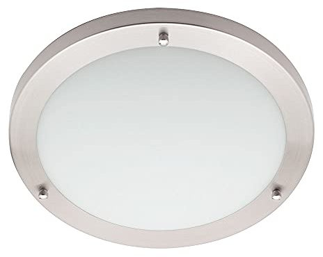 LITECRAFT Mari LED IP44 Rated Flush Bathroom Ceiling Light Modern Style Home Lighting (Satin Nickel, Large, 18 Watt)
