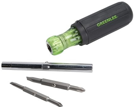 Greenlee 0153-42C - Cacciavite multifunzione 6 in 1 con punta piatta, Phillips e punte esagonali