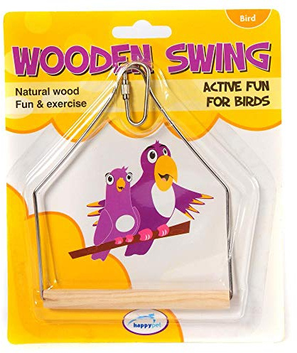 HAPPYPET Wooden Bird Swing 16cm