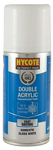 Hycote Double Acrylic Aerosol Car Spray Paint, Domestic Gloss White, 150 ml