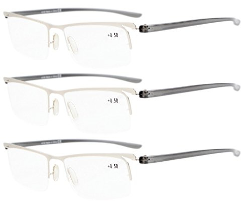 Eyekepper Unisex 3-pack Plastic Temple Lightweight Half-rim Reading Glasses Men Women Reading Glasses