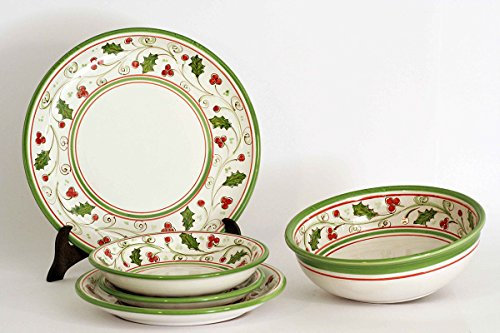 Service de vaisselle en céramique de Noël pour 6 personnes composé de 20 pièces
