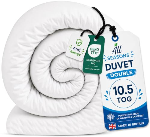 Rohi Anti Allergy 10.5 Tog Double Duvet – All Season Duvets – Soft & Breathable Luxurious Hollowfibre Quilt with Corvin Cover – Midweight Comforter Double Bed Duvet (All Season)