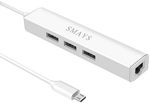 Micro USB LAN Adaptor with RJ45 3 USB Hub for TV Stick Streaming Device