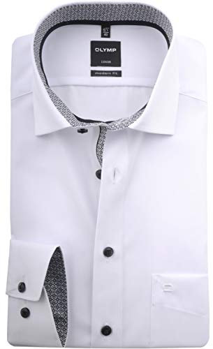 OLYMP Luxor modern fit Hemd extra Langer Arm Haifischkragen weiß