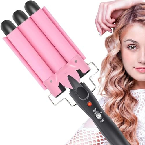 Lockenwickler - Haarwellen-Waver-Curling-Turmalin-Keramik-Lockenwickler Verstellbares Dreifachrohr-Lockenwickler-Lockenstab-Styling-Tool(19mm)
