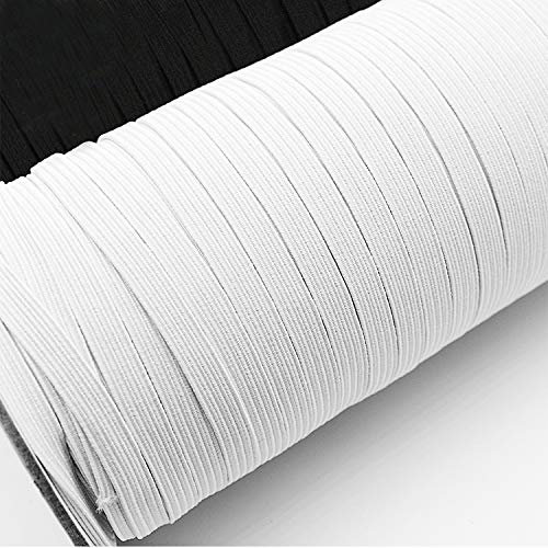 Urhome flaches 5mm Gummiband zum Nähen von DIY Kleidung Flachgummi | elastische Gummilitze Wäschegummi | Schnur Gummi mit hohe Elastizität Weiß in 135 Meter Rolle