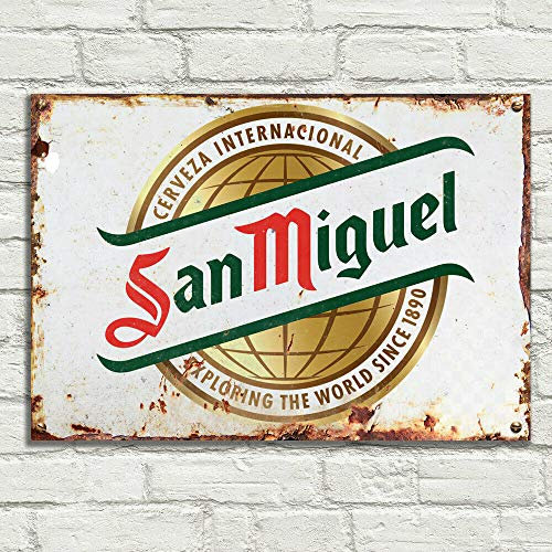 LBS4ALL San Miguel Schilder Metallschild Aluminium Vintage Pub Tiki Bar Home Cafe Wand Bier Retro Club