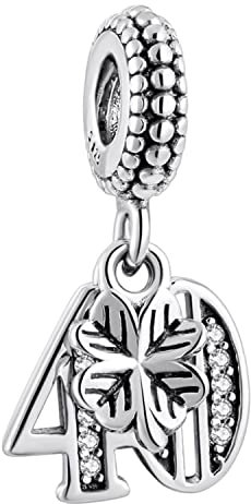 MariaFonte Breloque Charm New 2025 40 Ans Anniversaire Pendentifs Original Charming Bead Argent 925 Coeur Maman Compatible Rose Porte-bonheur Famille Noël Femme Bracelet Fille Infini Bracelet