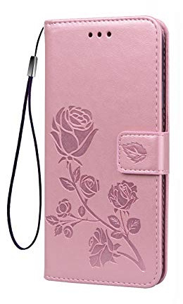 LEYAN Cover per Samsung Galaxy A02s, Custodia Flip TPU/PU Portafoglio Pelle con Stand/Carte Slot, Chiusura Magnetica 3D Rosa Telefono Case Custodie, Oro Rosa