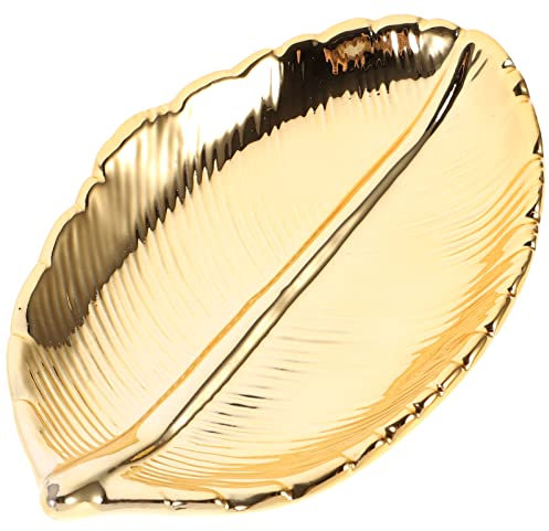 IMIKEYA Feuille D' Or en Forme de Bijoux Plateau Plat Serviette Plaque Plateau de Fruits Plateaux Cosmétiques Bijoux Organisateur Plat Anneau Porte- Plateau Plat Dessert