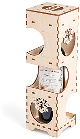 KS Laserart Caja de regalo para botellas de vino (madera, para 3 botellas)