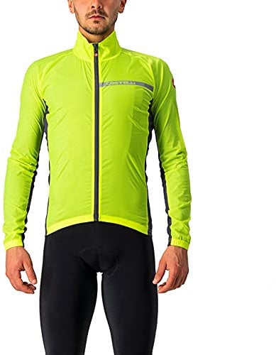 CASTELLI Men's Squadra Stretch JKT Jacket, Gelbes Fluo/Dunkelgrau, L
