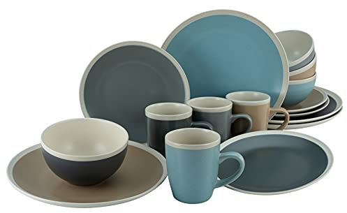 CreaTable, 23439, Serie NORDIC LIVING cool, 16-teiliges Geschirrset, Kombiservice aus Steinzeug, spülmaschinen- und mikrowellengeeignet, Qualitätsproduktion
