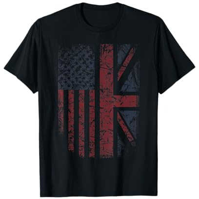 American Flag & British Flag USA UK Stars Stripes Union Jack T-Shirt
