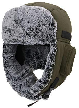 ZffXH Trapper Mütze Herren, Military Green Ushanka Herren Wasserfest, Warme Mütze Mit Ohrenklappen, Mütze Mit Ohrenklappen, Russen Mütze Herren, Herren Winter Fliegermütze Trappermütze