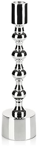 com-four® Kerzenständer im edlen Design für einen festlichen Tisch - Metall-Kerzenhalter für Weihnachtstafel - moderner Kerzenleuchter für Hochzeit, Jubiläum - Kerzenträger (23 cm - silberfarben)