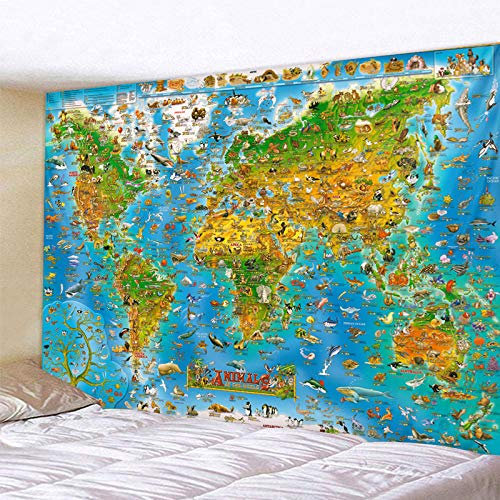 HDHGKYY 3D Wohnzimmer Wandteppich blaue Weltkarte Wandbehang Schlafzimmer Schlafsaal Wanddecke Sofa Hintergrund hängen Tuch Dekoration Wandkunst