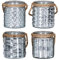 levandeo 4er Set Windlicht H10cm Glas Silber Teelichthalter Tischdeko Kerzen Deko Retro Kerzenhalter Flachs