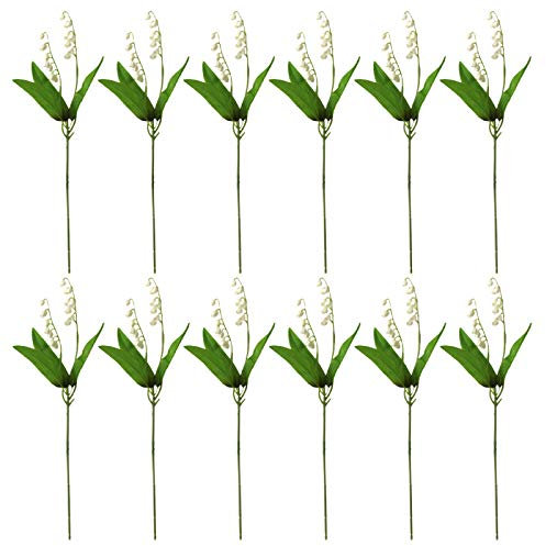 ZHDOKA Künstliche Lilienblüten, 37,6 cm, künstliche Maiglöckchen, Blumenarrangement, weiße Blumen, künstliche Calla-Lilie, künstliche Blumen, 12 Stück