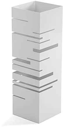 Versa Stripes Paragüero para la Entrada, Habitación o Hall, Porta Paraguas Moderno, Medidas (Al x L x An) 49 x 15,5 x 15,5 cm, Metal, Color Blanco