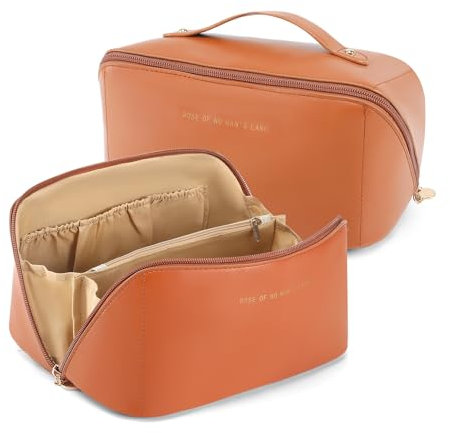 Omnpak Kosmetiktasche Damen Make Up Tasche Schminktasche Reise Kosmetikkoffer PU Leder Make Up Organizer Tasche Cosmetic Bag Große Kapazität Wasserdichter