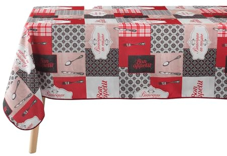 Douceur d'Intérieur, Nappe Rectangle (150 x 240 cm) Brunch Rouge, Polyester Imprimé