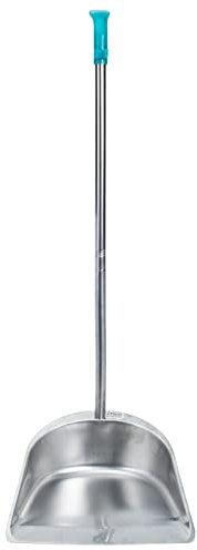Homoyoyo Paletta in Acciaio Inox Paletta Rotonda per Immondizia per La Pulizia della Casa Paletta per Rifiuti Contenitore per Rifiuti con Manico Lungo Paletta in Piedi per Lobby Garage