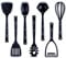 Prestige 2-in-1 Kitchen Utensils Set of 7 - Cooking Utensils Set with Non Scratch Silicone Edges, Heat Resistant Kitchen Utensils to Protect Non Stick Cookware, Black & Grey