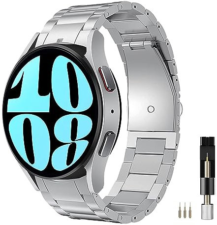 Miimall Bracelet en Titane pour Samsung Galaxy Watch 7/FE/6/5/4/Active 2, 6 Classic, 5 Pro, 4 Classic - Compatible 40mm 44mm 43mm 47mm 45mm 42mm 46mm (Argent)