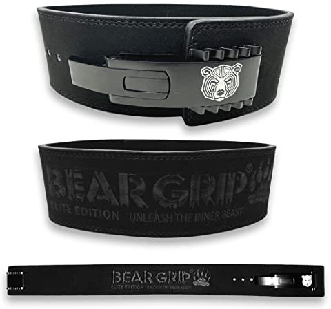 BEAR GRIP Power Belt - Elite Edition Premium Double Pong Gewichthebergürtel (L, Blacked Out)