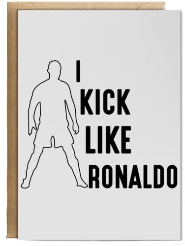 Hippowarehouse I Kick Like Ronaldo Birthday Card A5 Personalised with envelope for him for her Funny Cards for Men and Women Blank inside option