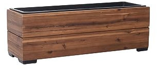 VIVANNO Pflanzkasten Blumenkasten Holz KAJIX Braun mit Einsatz - 61x20x21