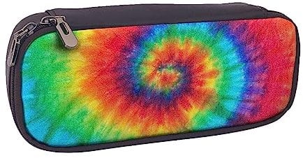 VGFJHNDF Taekwondo Design Leder Federmäppchen Flip Pencil Box College Schule Stifttasche Tasche Büro Make-up Tasche Organizer für Männer Frauen Mädchen Jungen, Batik-Regenbogen, Einheitsgröße,