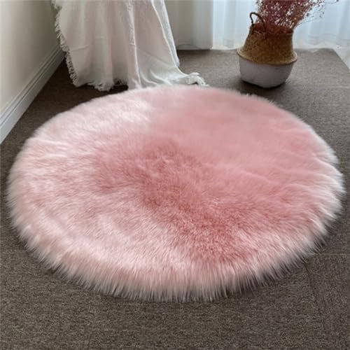 Treer Tapis Salon Rond Tapis Grande Taille Chambre Modernes, Soft Tapis De Salon Tapis à Poils Longs Grand/Petit Tapis pour Enfant Chambre, Salon, Chambre à Coucher (70cm,Rose Clair)