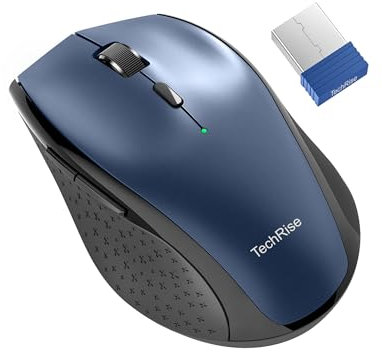 TechRise Wireless Mouse, Computer Mouse for Laptop, Silent Mouse with Nano Receiver, 30 Months Battery Life, Ergonomic Optical Mouse for PC, Tablet, Laptop with Windows System (Blue)