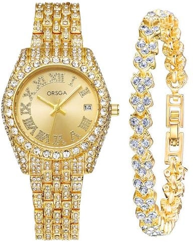CIVO Damen Uhr Gold Edelstahl Analog Armbanduhr Damen Wasserdicht Klassisch Elegante Kleid Damenuhr Quarz Minimalistische Leuchtend Geschenkset fur Frauen