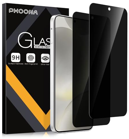 Phoona 2 Pièces Anti-Espion Verre Trempé pour Samsung Galaxy S24 5G, Protection d'Écran Anti-Rayures Dureté 9H