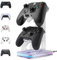 OKESYO Soporte para mando de juego con luz RGB, soporte universal acrílico para PS5/PS4/Nintendo Switch/Xbox Series, accesorios para juegos con 2 puertos USB, 1 conector tipo C, alfombrilla