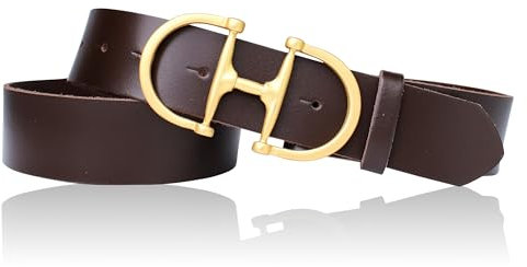 FRONHOFER Damengürtel Leder 4 cm, Horse-Bit Schnalle vergoldet