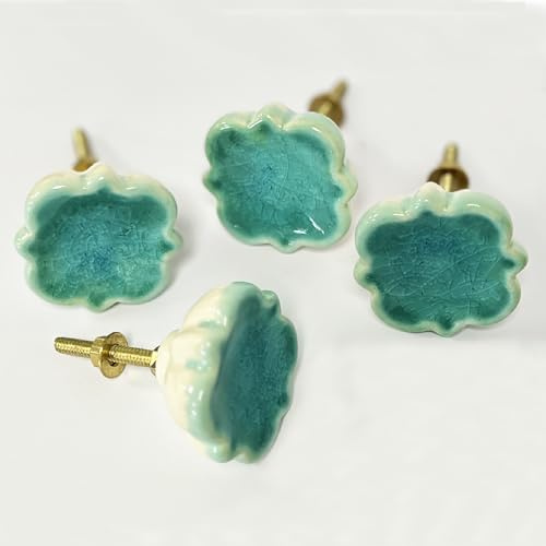 Jones Interiors Blue Glaze Set of 4 Drawer Knobs. Knobs Door Handle Cabinet Drawer Puller Cupboard Pull for Cupboards, Wardrobe, Drawer, Dresser, Chest