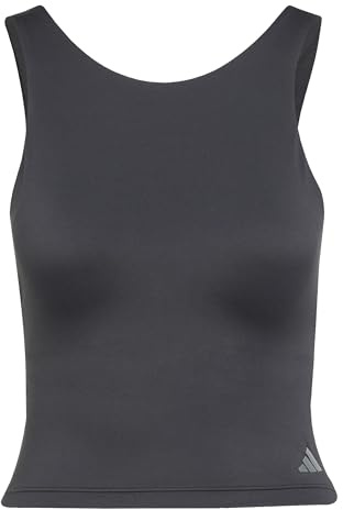 adidas Damen Yoga Cropped Tank with Inner Shelf, Black, M