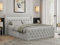 MKS MEBLE Boxspringbett 200x200 mit Led Grau, Bett Polsterbett 200x200 mit LED Kopfteil, Multipocket Matratze H3, Doppelbett mit Bettkasten Stauraumbett - Gold-9 - Hellgrau Struktur