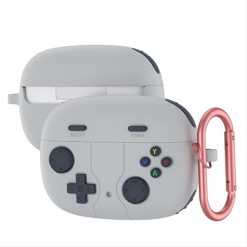 GIOPUEY Hülle Kompatibel mit JBL Wave 200 TWS/Vibe Beam, Niedlich Spaß Cartoon Silikon TPU Schutzhülle mit Schlüsselbundhaken Case Cover für Jungen Mädchen Männer Frauen - Grey